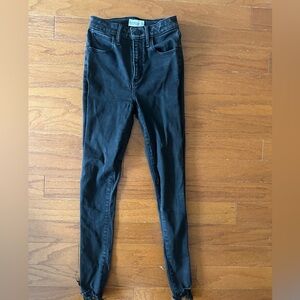 Abercrombie & Fitch High Rise Super Skinny Jeans with Frayed bottoms